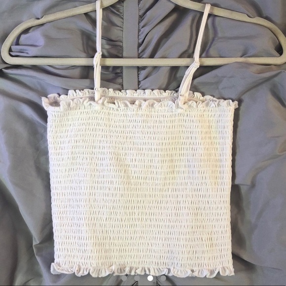 Brandy Melville white ruched ally tank top - Picture 3 of 4